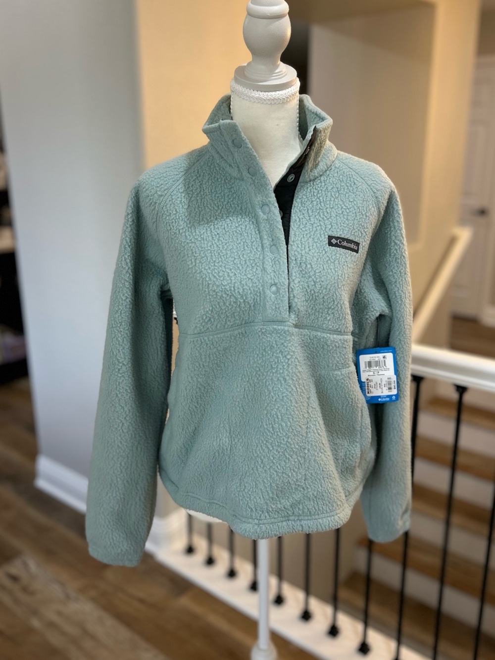 Columbia Jasper Ridge Pebbled Fleece Half Snap, Small, blue, pullover